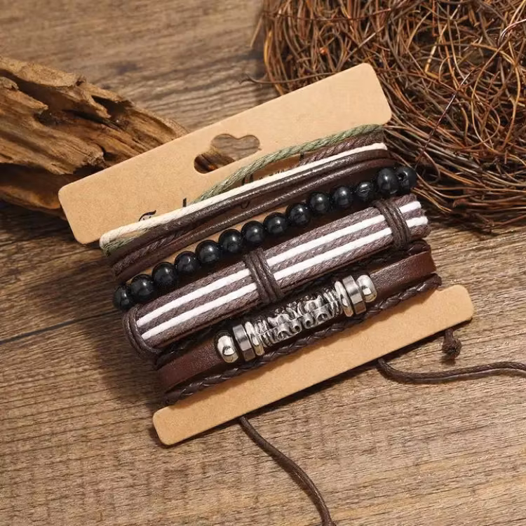Vävda flätade läderarmband Justerbar