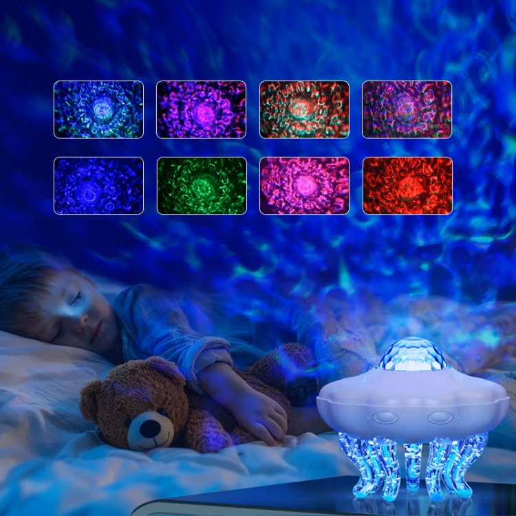 LED Havsprojektor med Maneter – Färgglad Vattenripple Nattlampa RGB