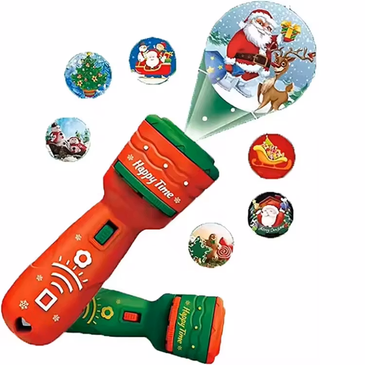 Julprojektor Ficklampa för Barn – Tecknad Handhållen Bildprojektor