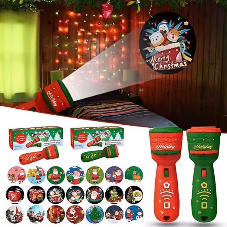 Julprojektor Ficklampa för Barn – 12 Festliga Bilder