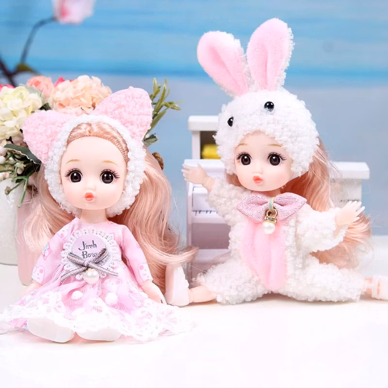 16 cm söta mini-dockor för flickor – Justerbara prinsessdockor