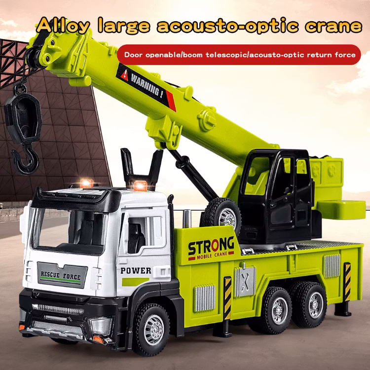 Metal Diecast Rescue Truck with Double Hook and Sound – Engineering Vehicles for Kids 2026