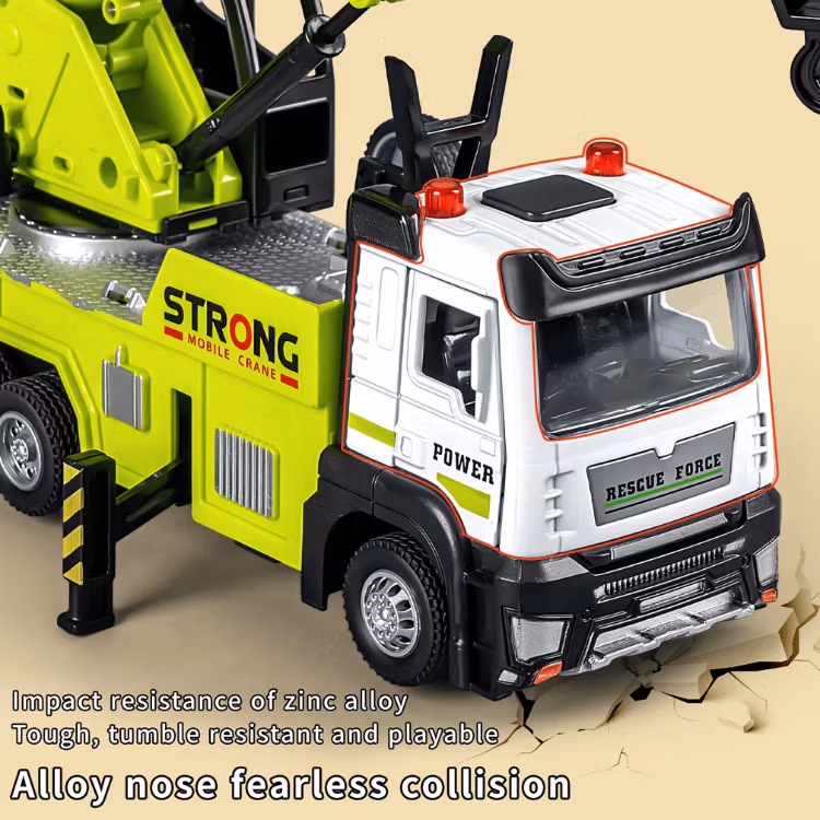 Metal Diecast Rescue Truck with Double Hook and Sound – Engineering Vehicles for Kids 2026