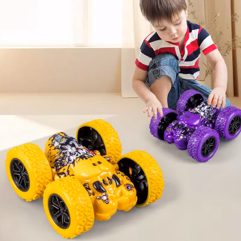 Mini Stuntbil för Barn – 360° Double-Side Graffiti Flip Car med Inertia Drive