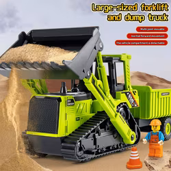 Leksaksbulldozer och lastbil byggfordon