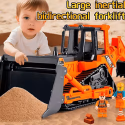 Leksaksbulldozer och lastbil byggfordon