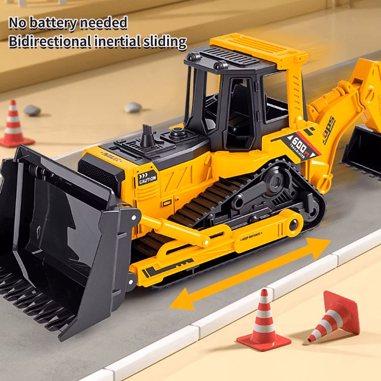 Bulldozer och lastbil