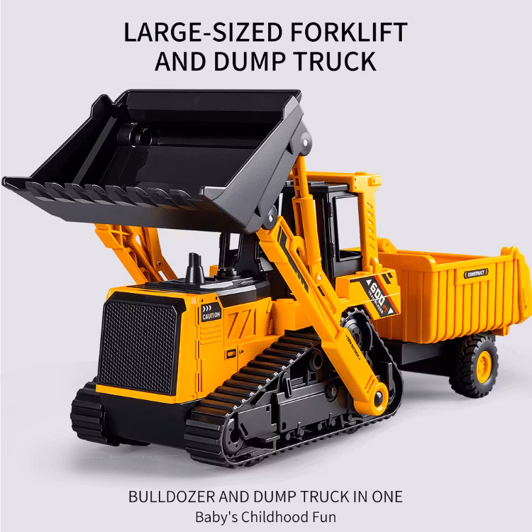 Leksaksbulldozer och lastbil byggfordon för barn