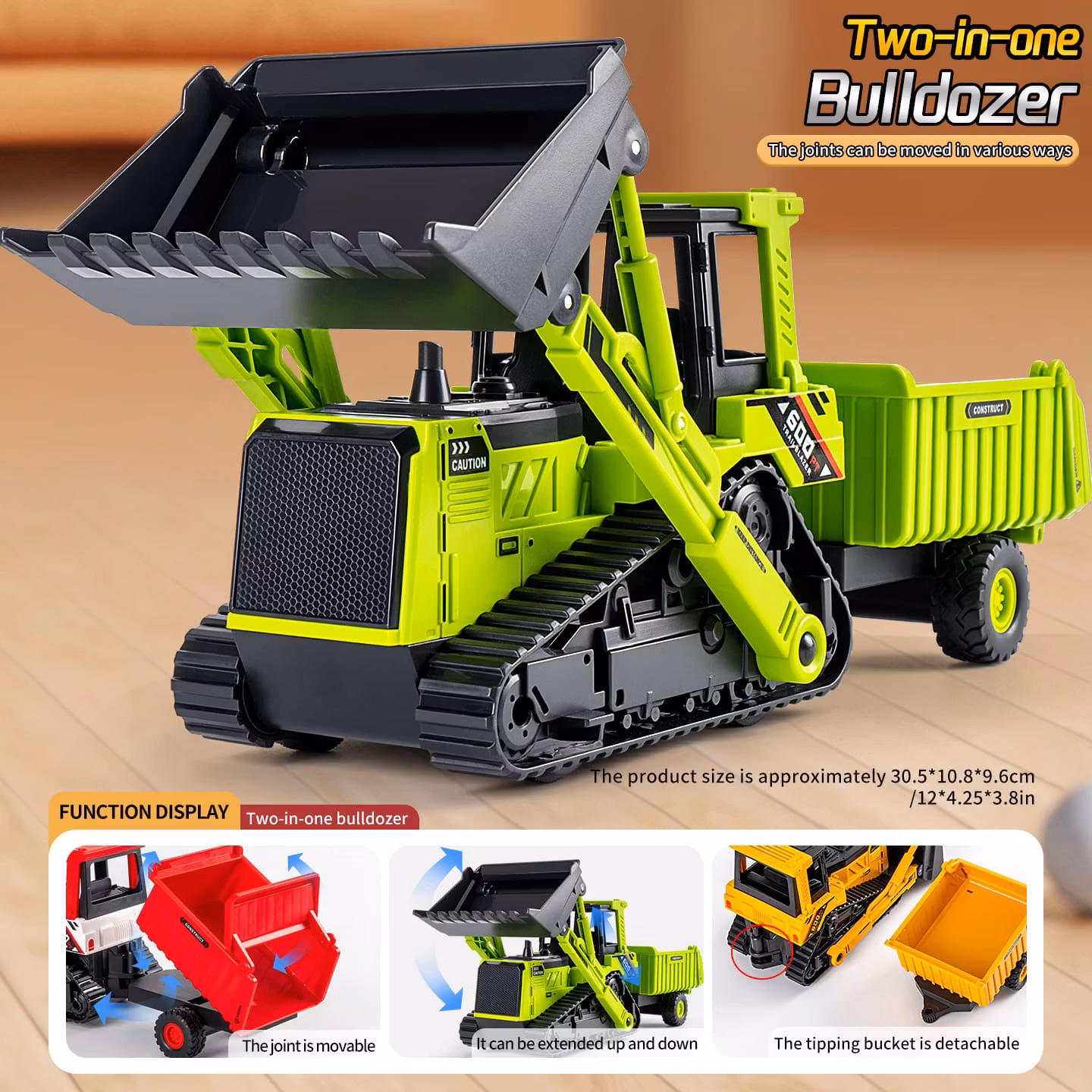 Leksaksbulldozer och lastbil byggfordon för barn