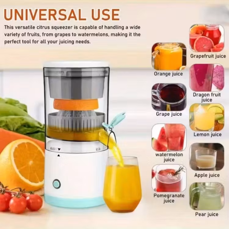 Uppladdningsbar Elektrisk Citruspress med USB-C – Portabel Juicer för Apelsin, Citron & Lime