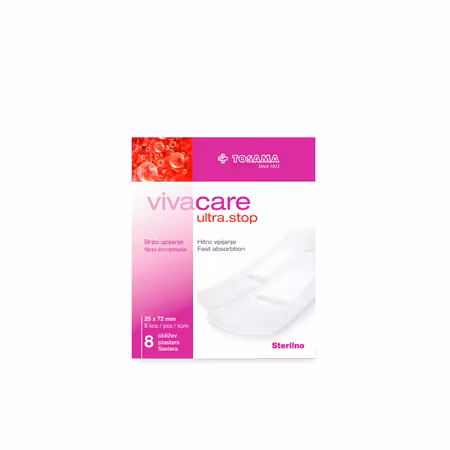 21213 Vivacare Ultrastop, sterila blodstoppande plåster, 8-pack
