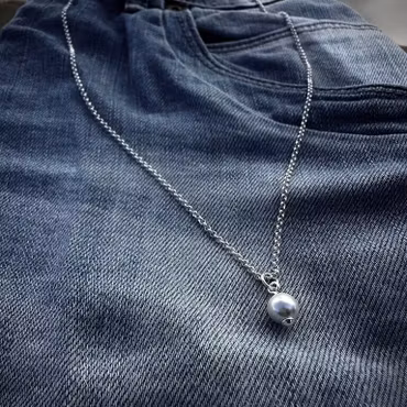 Silverhalsband Shell Pearl