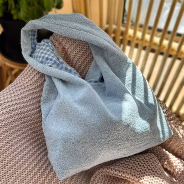 Vändbar handsydd Frottépåse för bad