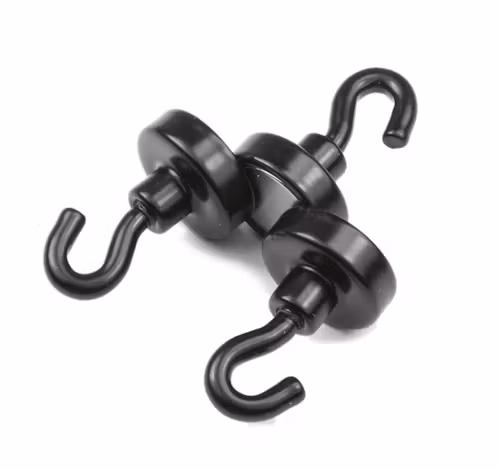 Kopia Neodymmagnet med krok | svart Ø 25,3 mm