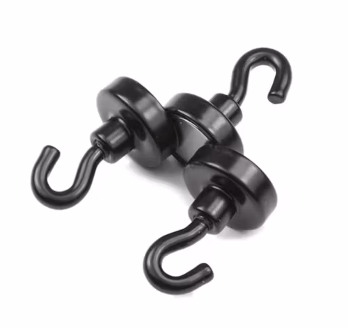 Kopia Neodymmagnet med krok | svart Ø 25,3 mm