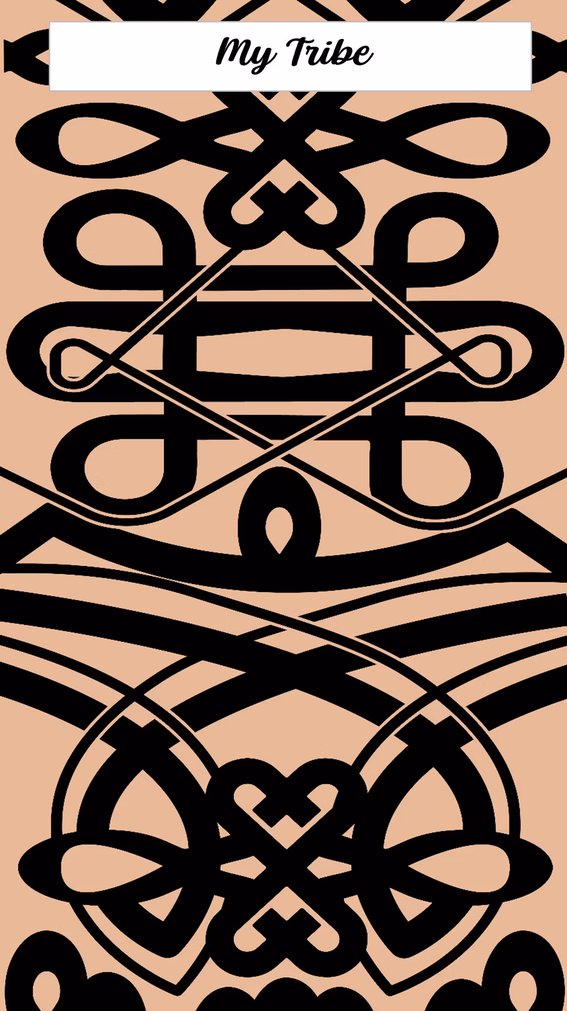 My Tribe – tribal‑inspirerad svart mönsterdesign på beige bakgrund för InKompression Armsleeves.