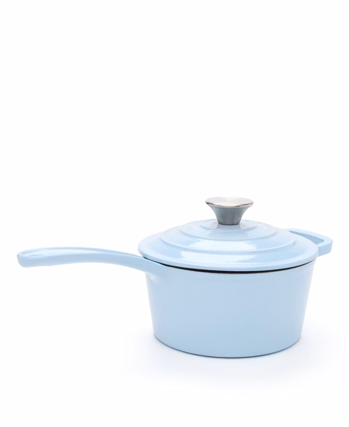 SNYGG GRYTA MED LOCK I GJUTJÄRN – LJUSBLÅ