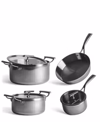 Exklusivt grytset i rostfritt stål – 4 delar med glaslock