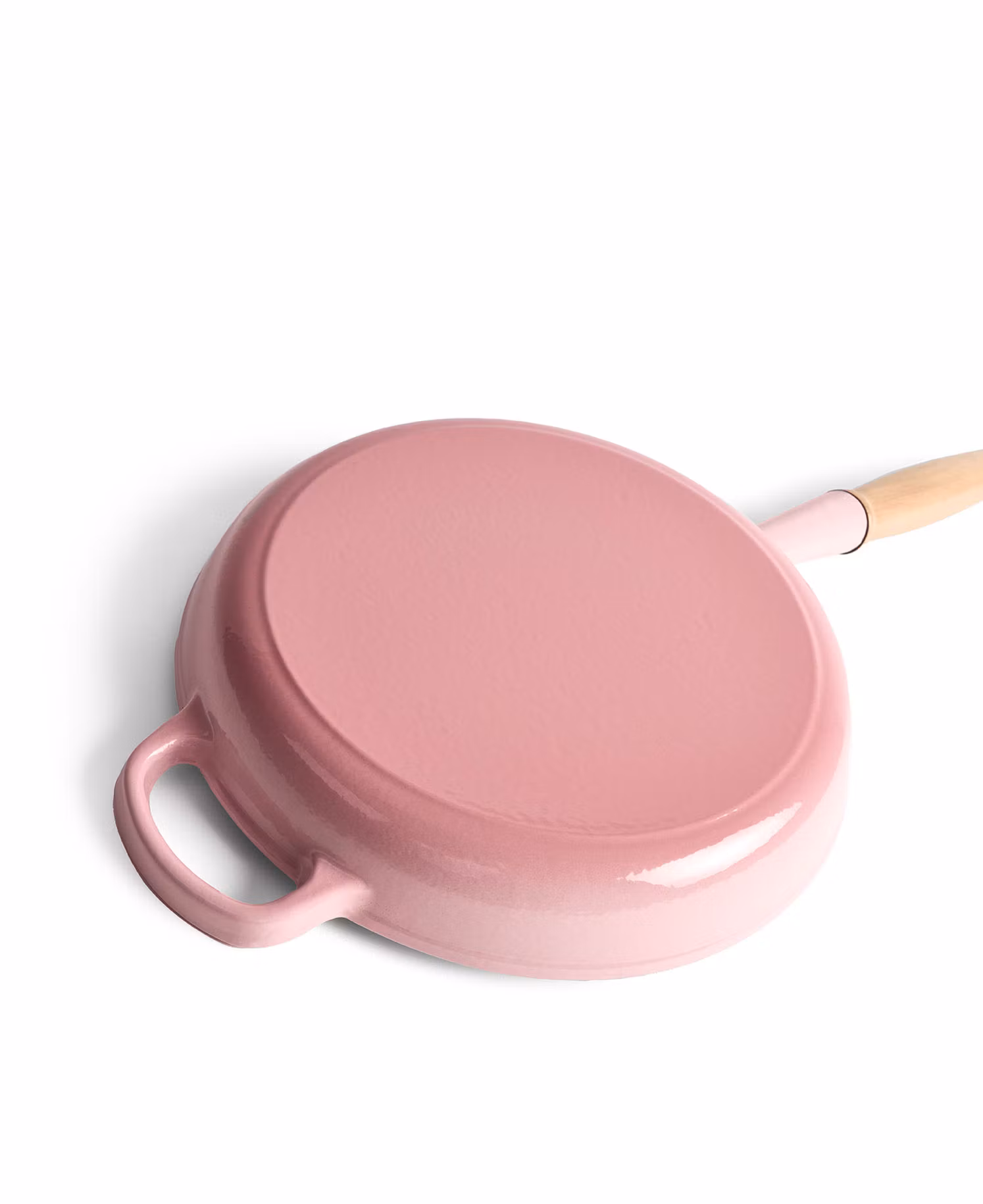 Gjutjärnstekpanna med trähandtag 28 cm - Retro Pink