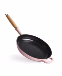 Gjutjärnstekpanna med trähandtag 28 cm - Retro Pink