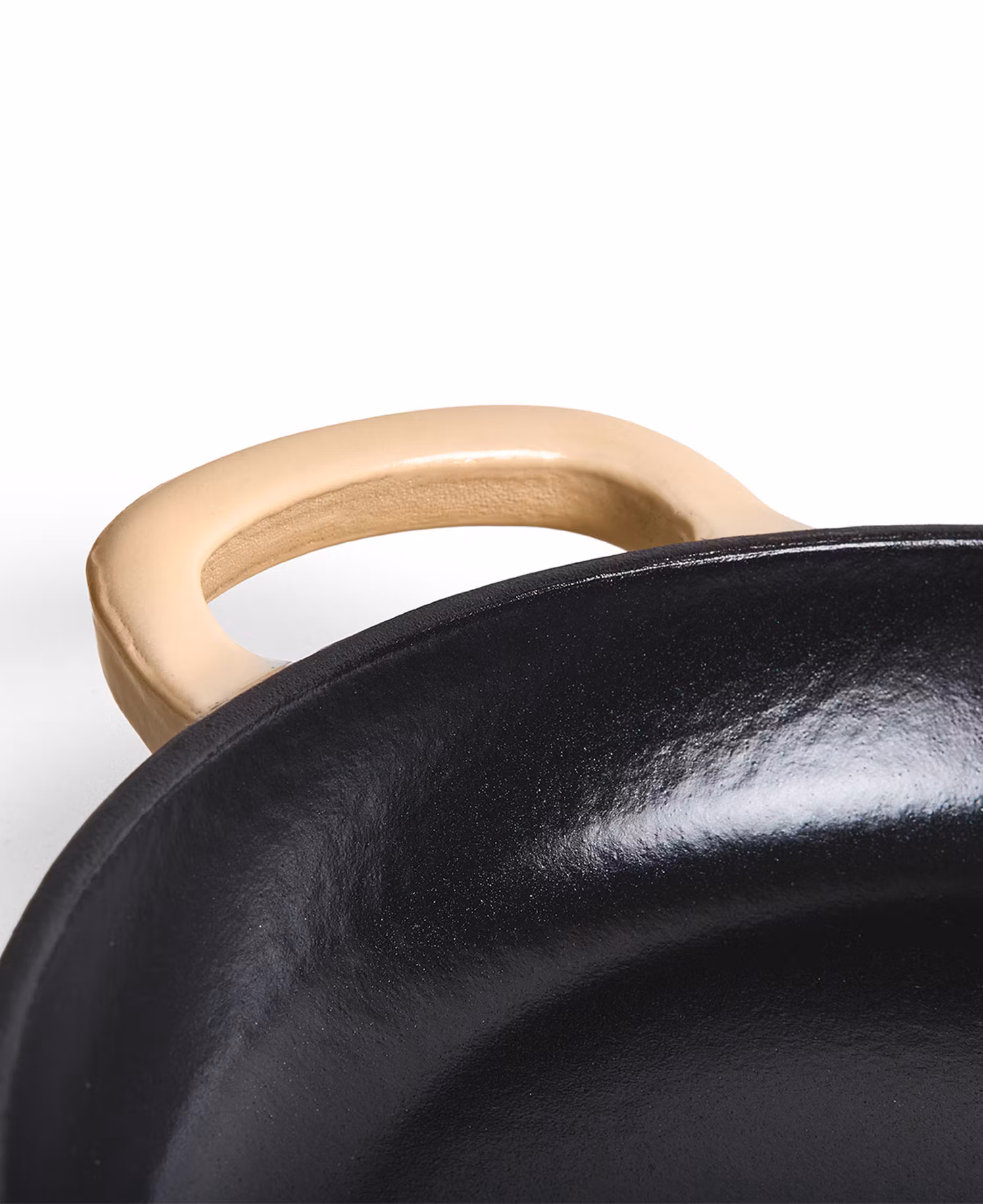 Gjutjärnstekpanna med trähandtag 28 cm - Creme Vit