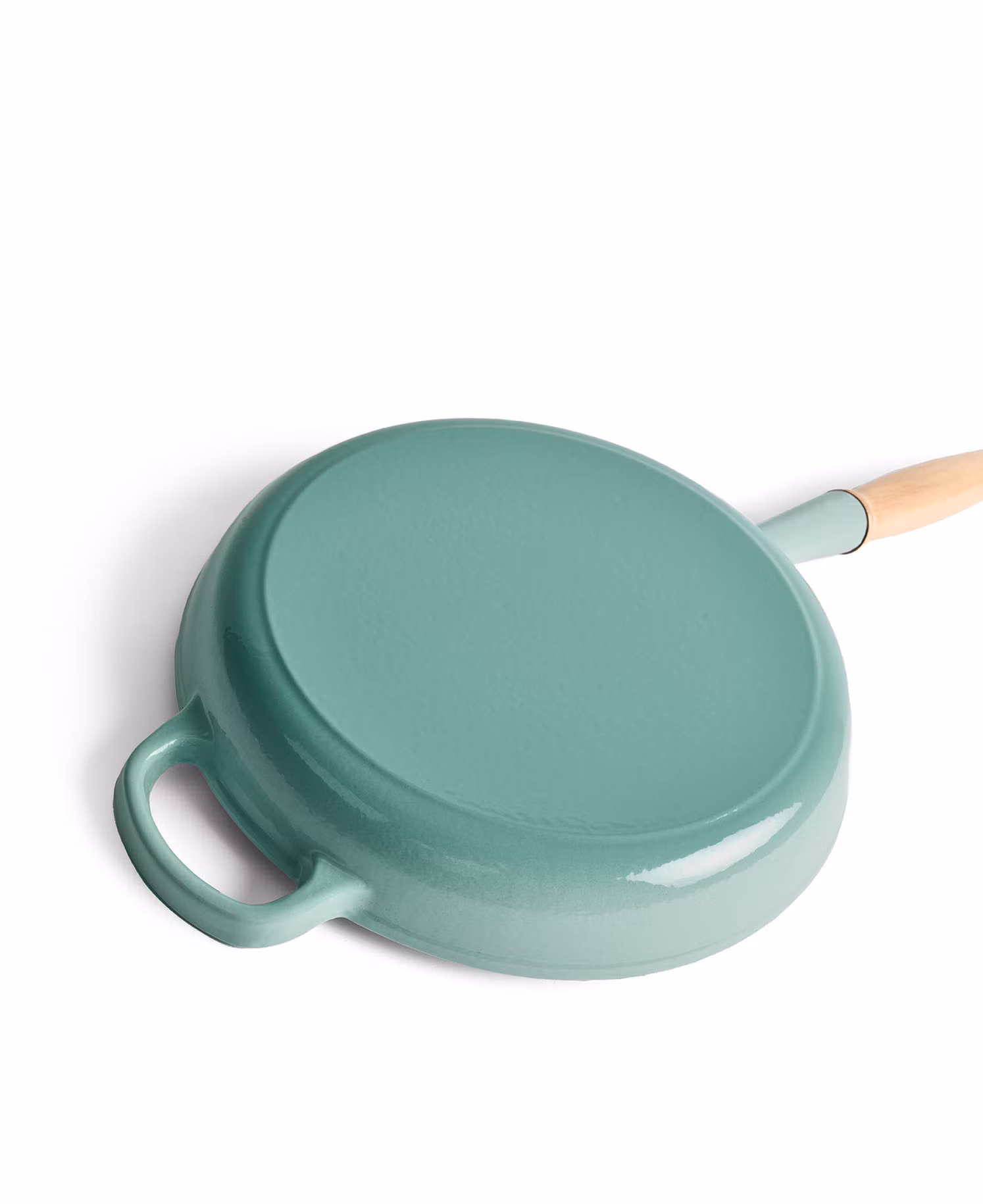 Gjutjärnstekpanna med trähandtag 28 cm - Retro grön