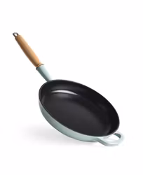 Gjutjärnstekpanna med trähandtag 28 cm - Retro grön