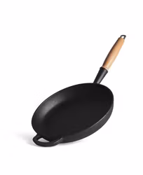 Gjutjärnspanna med trähandtag - vegetable coating