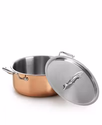 Gryta i tri-ply koppar med lock - 22 cm