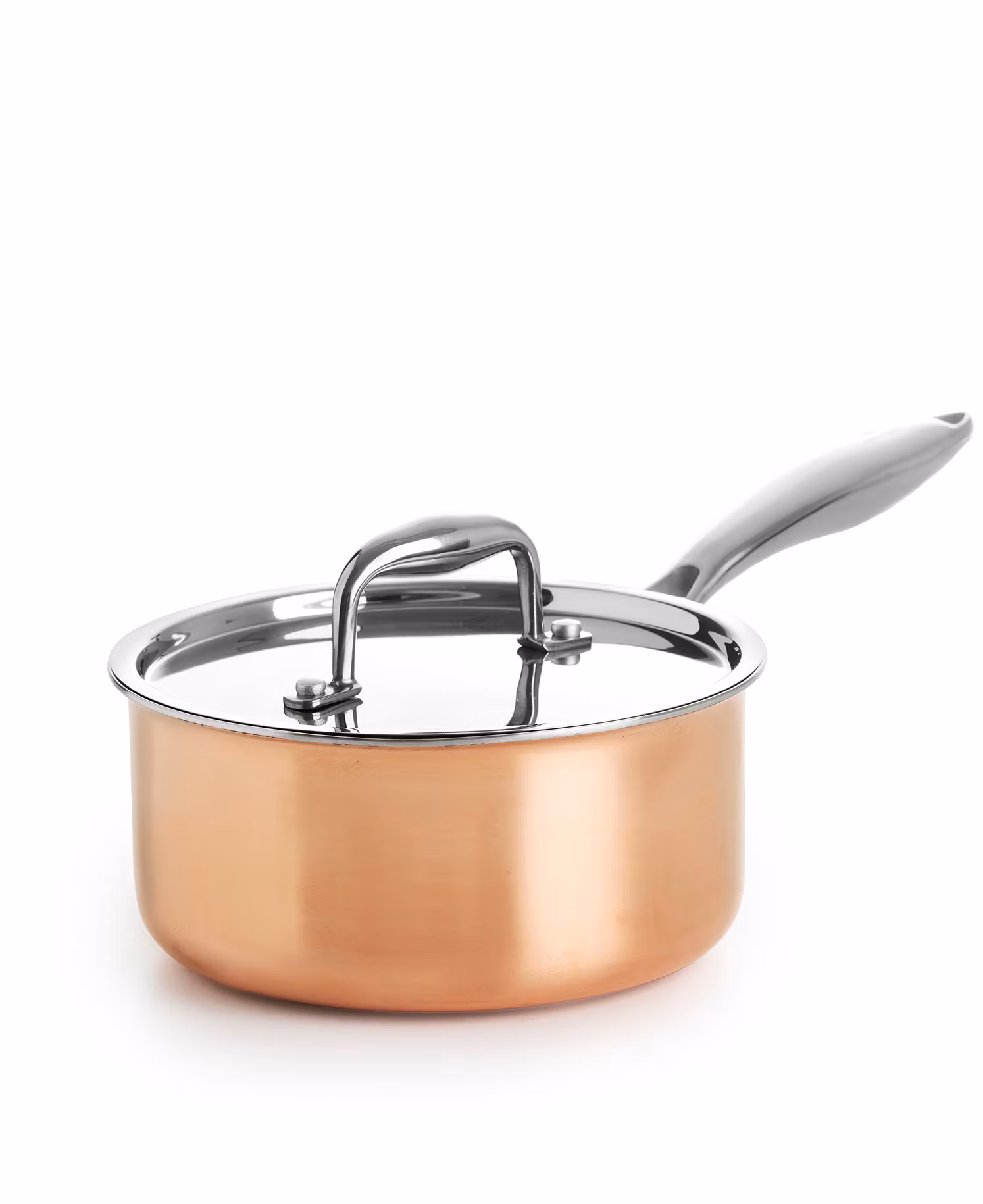 Kastrull i tri-ply koppar med lock - 18 cm