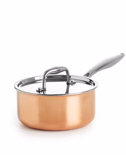 Kastrull i tri-ply koppar med lock - 18 cm