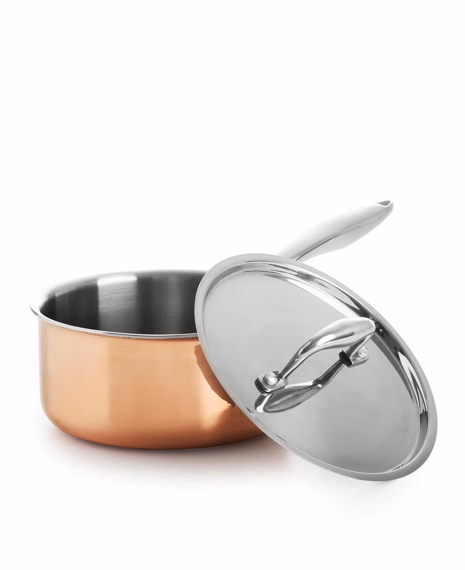 Kastrull i tri-ply koppar med lock - 18 cm