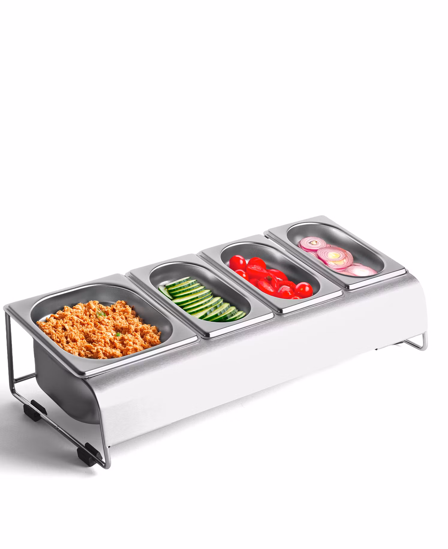 Food topping set med station & pizzasax i rostfritt stål