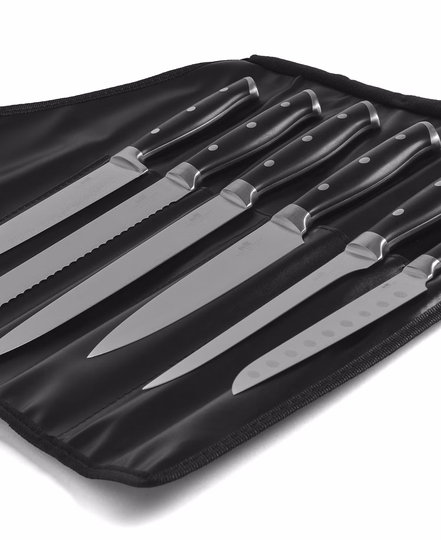 Professionellt Knivset i 6 delar med rullväska - Svart handtag