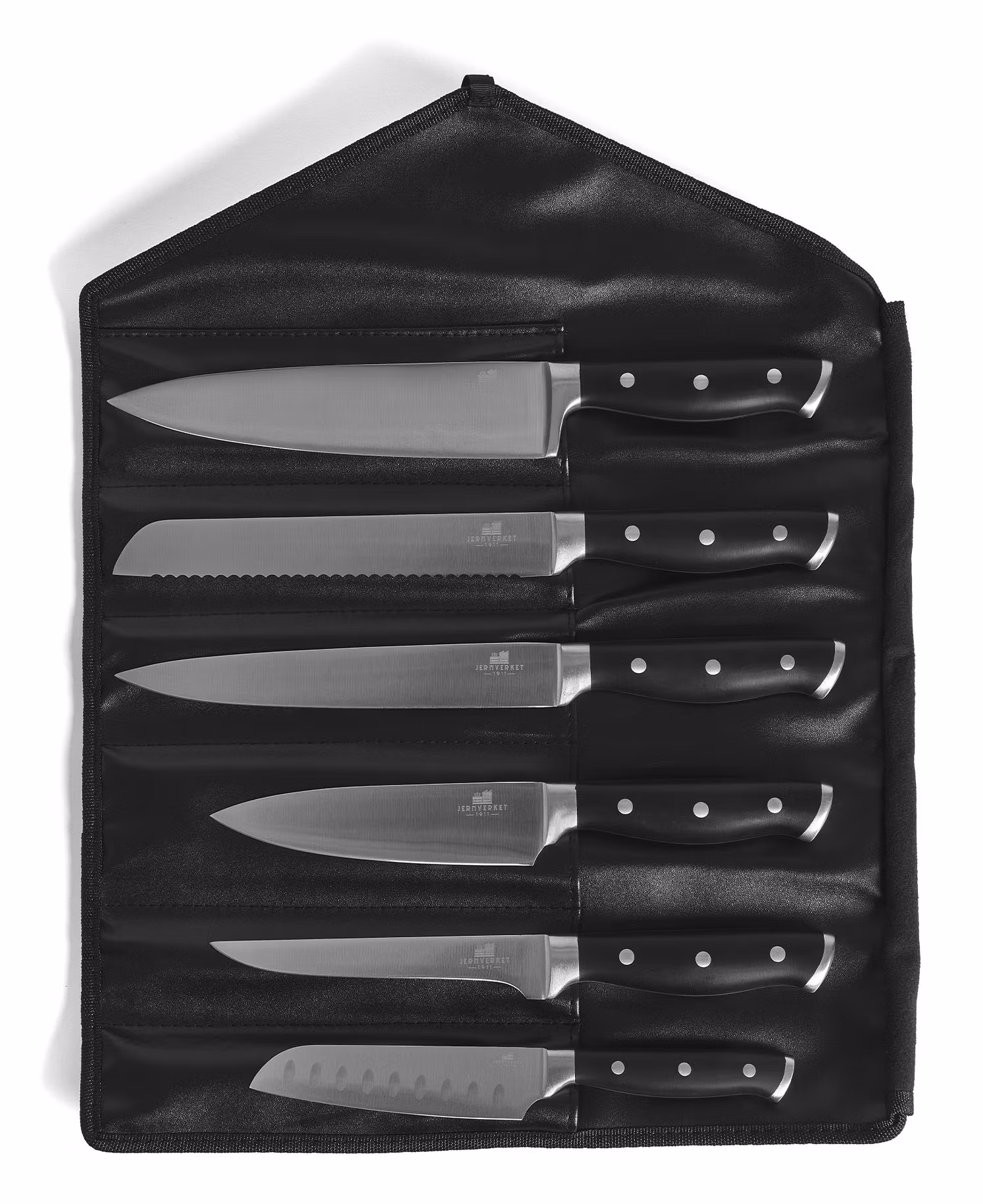 Professionellt Knivset i 6 delar med rullväska - Svart handtag