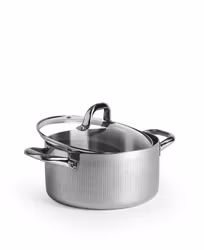 Kastrull räfflad i tri-ply rostfritt stål med glaslock - 5,4L