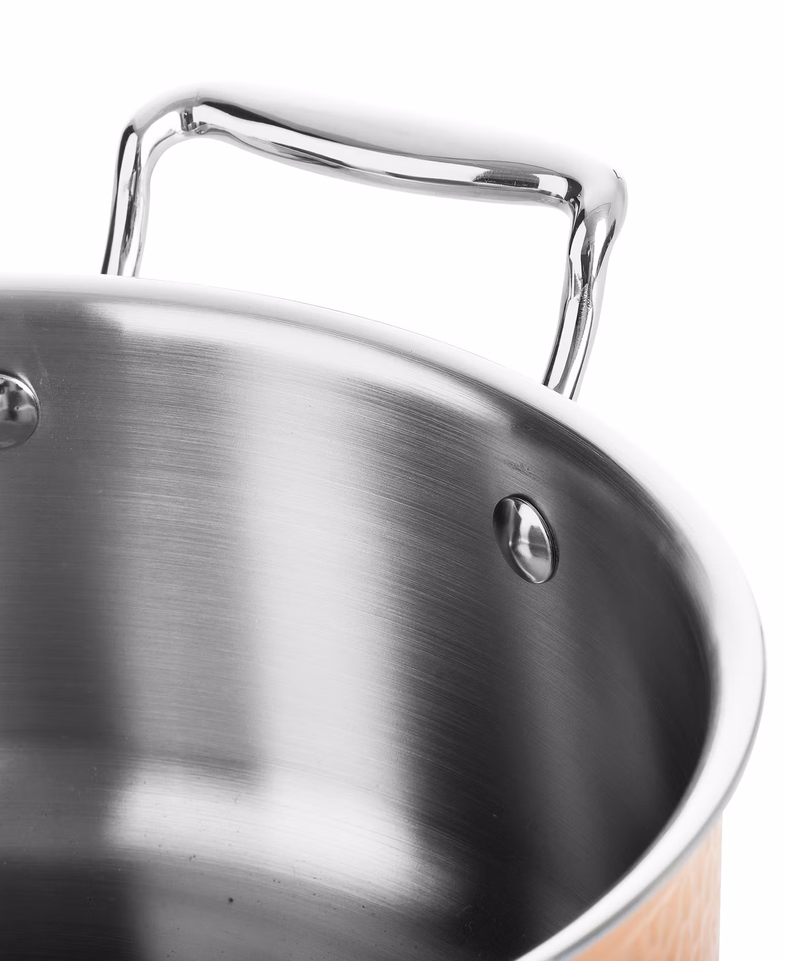Hamrad gryta i tri-ply koppar med lock - 22 cm