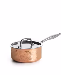 Hamrad kastrull i tri-ply koppar med lock - 18 cm