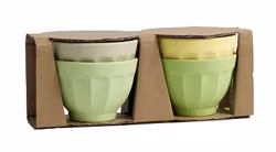 Økologiskee bambusskåle i grønne & gule nyancer (4-pack) fra NORDAL