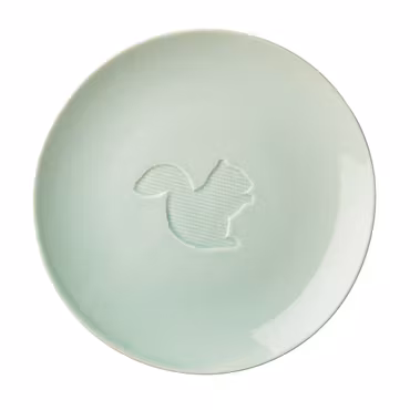 Keramiktallerken - pastelgrøn - med egern (22 cm) fra RICE