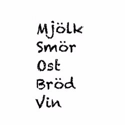 Kakeldekor Mjölk, smör, ost, bröd, vin
