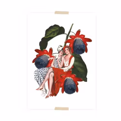 Vykort collage - Flickor på passionsblomma