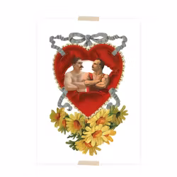 Vykort collage - Män i Hjärta