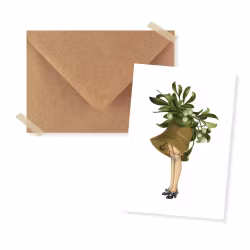 Minikort med kuvert collage - Julklocka med ben