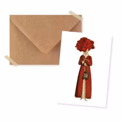 Minikort med kuvert collage - Kvinna med nejlika