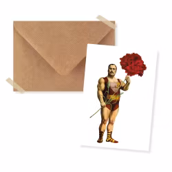 Minikort med kuvert collage - Man med nejlika