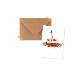 Minikort med kuvert collage - Tårta med kvinnoben