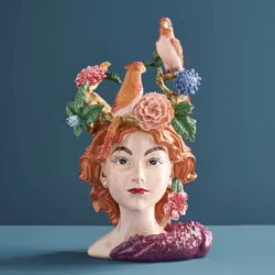 Kruka Kvinna Med Papegojor