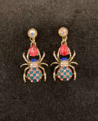 Rosa grön spindlar örhängen