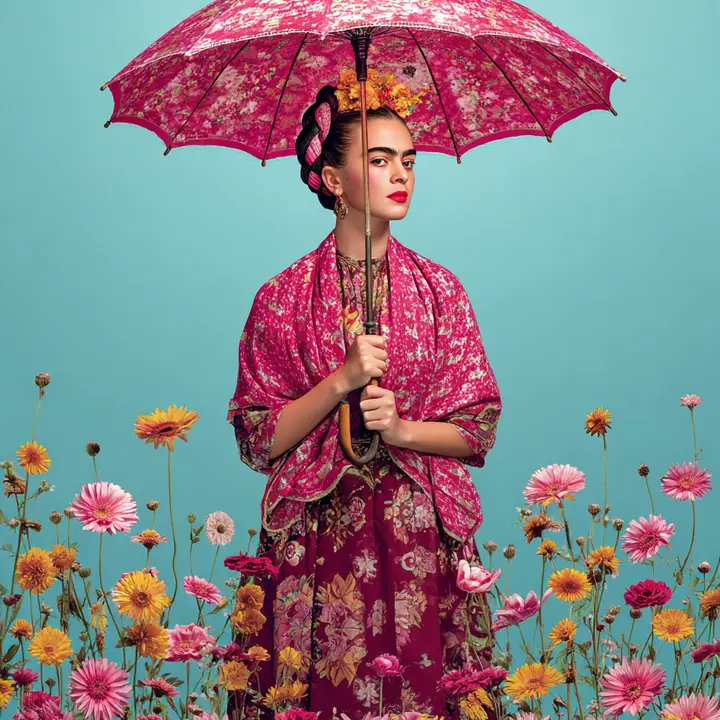 Frida Kahlo: Blommigt Paraply